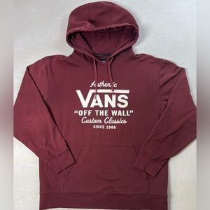 VANS Maroon Red Off the Wall Pullover Hoodie Hooded Sweatshirt Womens Size L